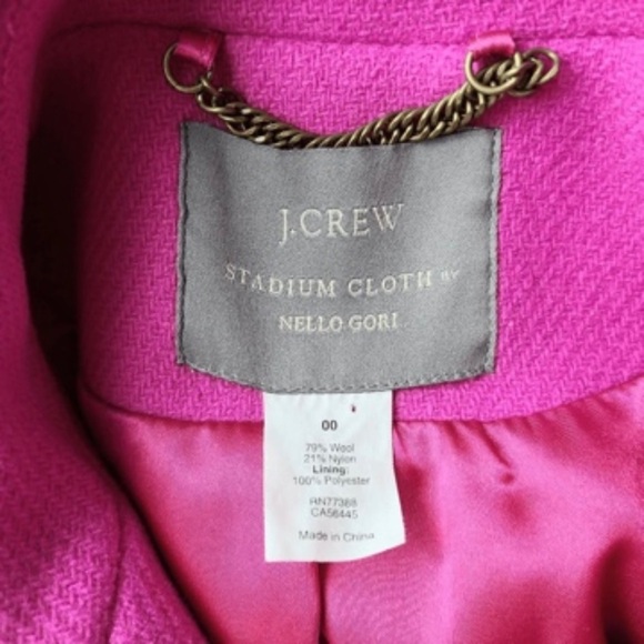 J. Crew Vibrant Pink Pea Coat with Gold Buttons - Picture 3 of 3